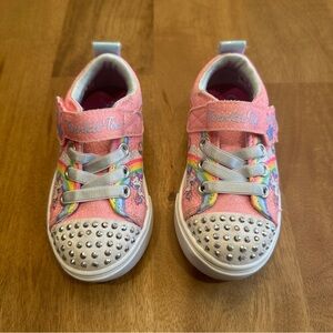Skechers Twinkle Toes Pink and Silver Light Up Sneakers